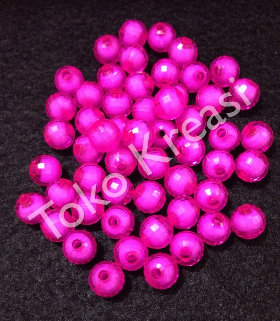 Mote / Manik lampion isi 8mm warna pink stabilo