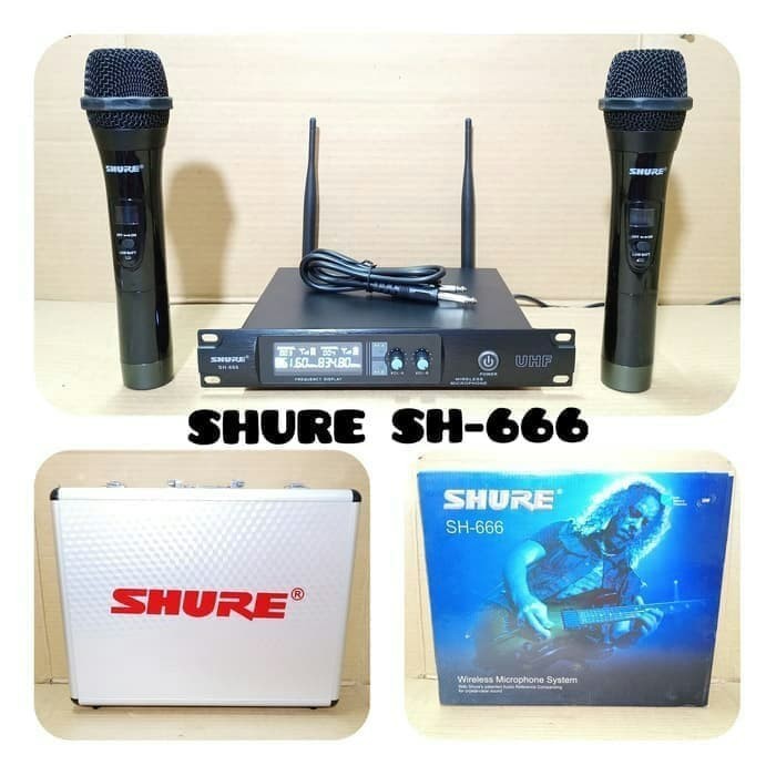 Mic Wireless Shure SH-666 SH666 SH 666 Handheld plus Koper