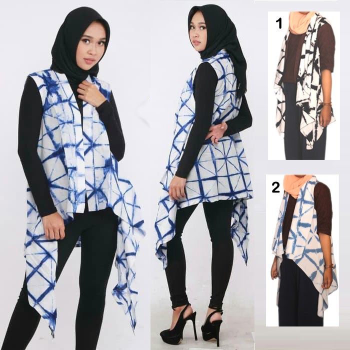 Outer Batik Shibori Cardigan dan Blus Batwing