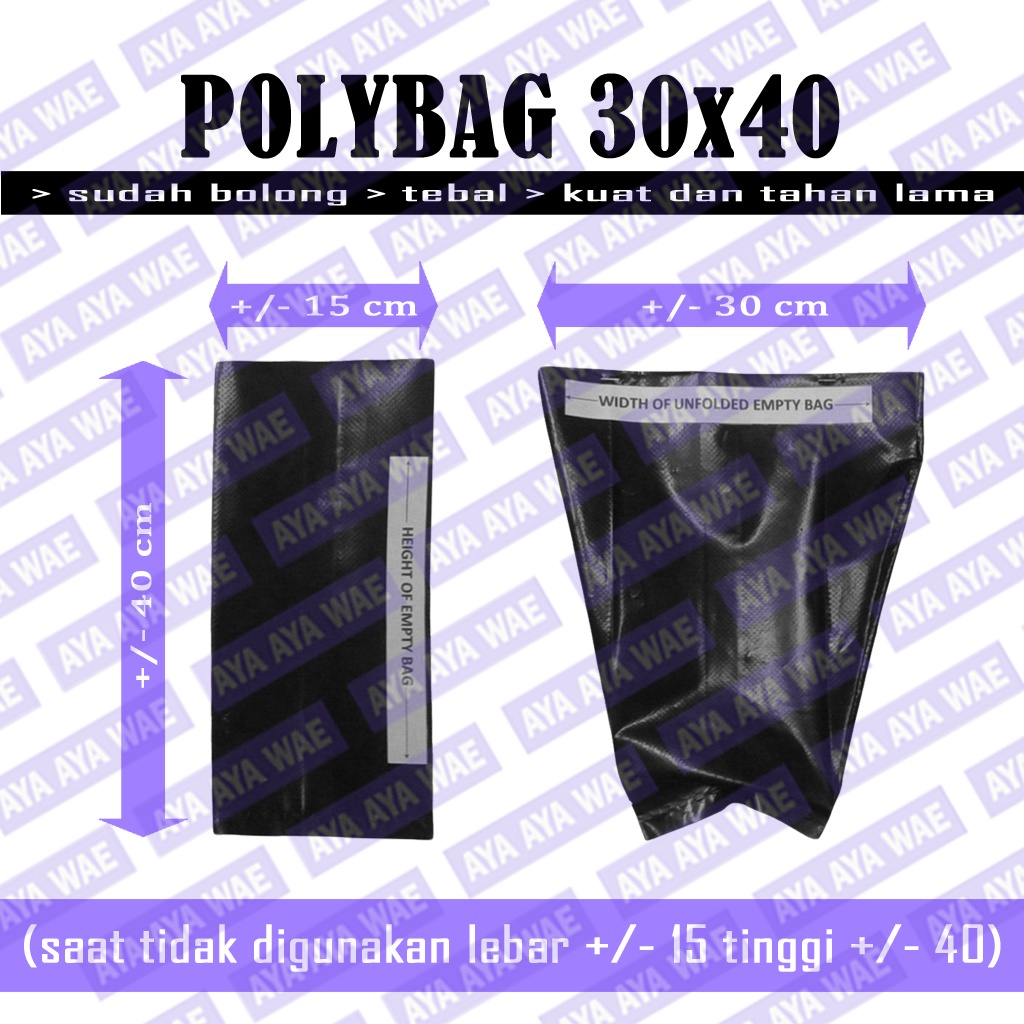 1pc Polybag L 30x40 Polybag Lipat / Polibag / Polibeg / Polibek / Kantong Tanaman 30 x 40