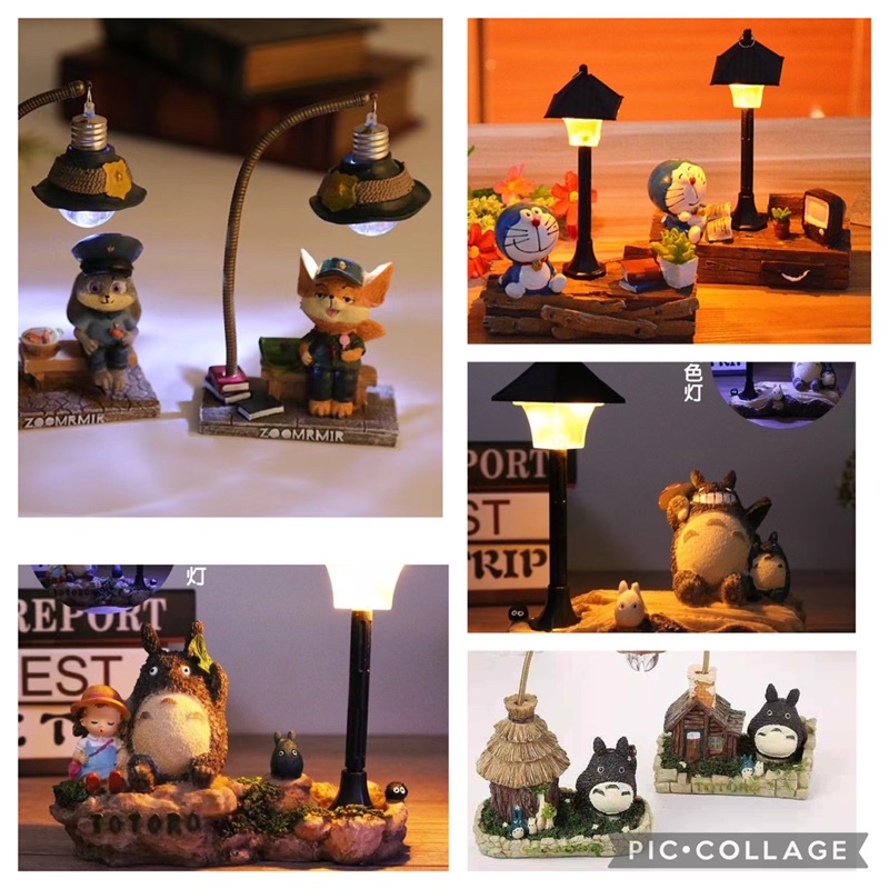 Lampu Hias Kamar Tidur New Creative Resin Cartoon Totoro /Doraemon /crazy animal Night Light LED Bedside Night Lights /Lampu hiasan kerajinan tangan