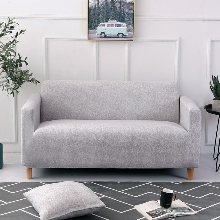 Penutup Sofa Abu Abu Muda dengan Soft and Elastic Material 