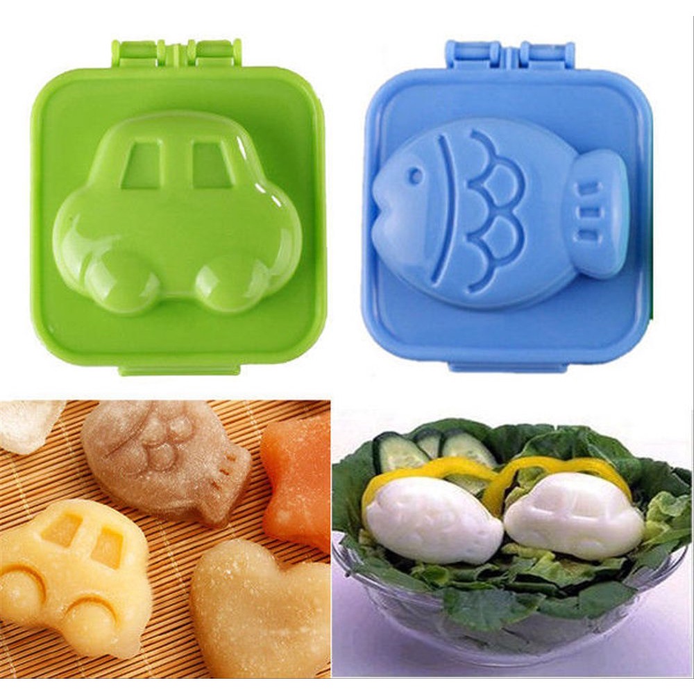 Cetakan Telur Mobil dan Ikan Mold Egg Fish Car Unik bento Nasi kuning bekal sekolah anak TK PAUD SD 