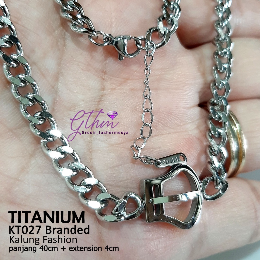 kalung titanium wanita SF kt027 gesper Kelly branded style perhiasan imitasi pengganti emas asli keren banget