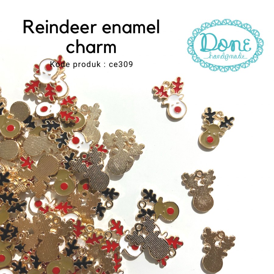 Reindeer enamel charm christmas charm natal rusa santa bandul ce309