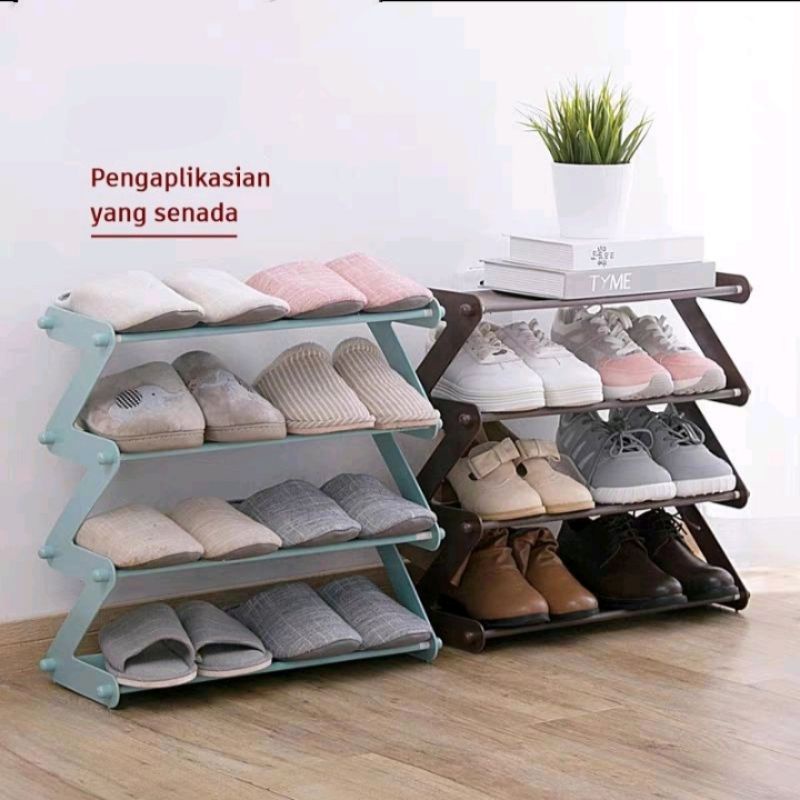 Rak Sepatu Zigzag Susun 4 Tempat Sepatu Susun 4 Minimalis Portable