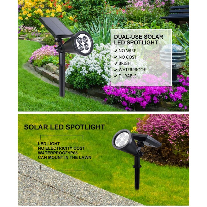 SL-50A - 200 Lumens Waterproof Solar 4 LED Outdoor Garden Spotlight