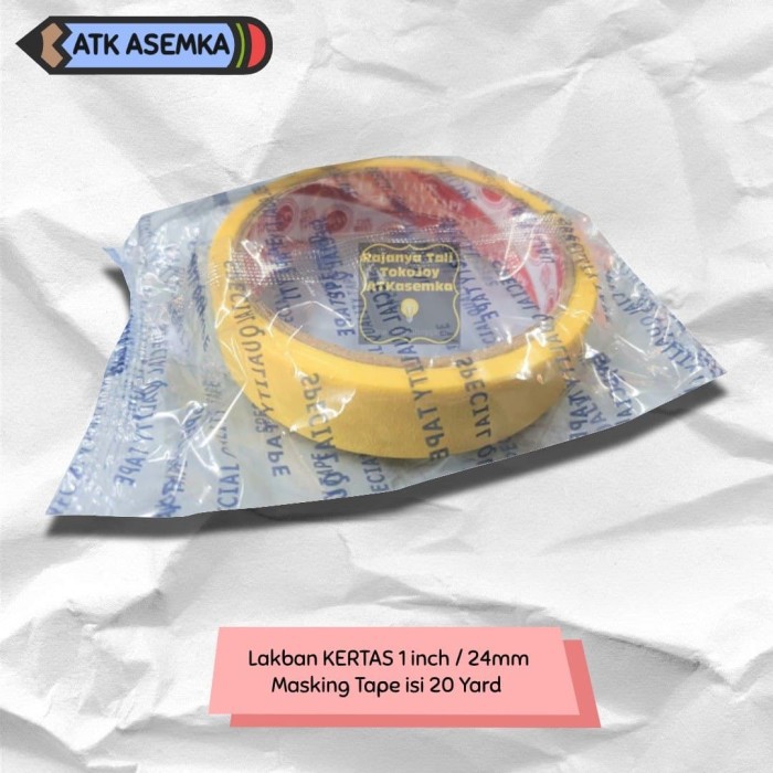 

Lakban KERTAS 1inch / 24mm / Masking Tape isi 20 Yard Atk