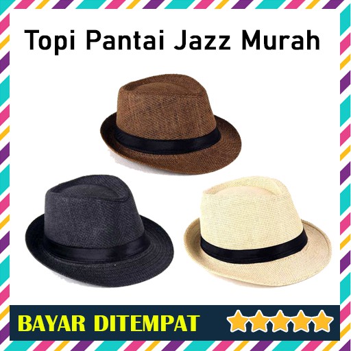 Topi Laken Jazz Fendora Vintage Rajut / Topi Jazz Pantai Pria Anak Dewasa Import