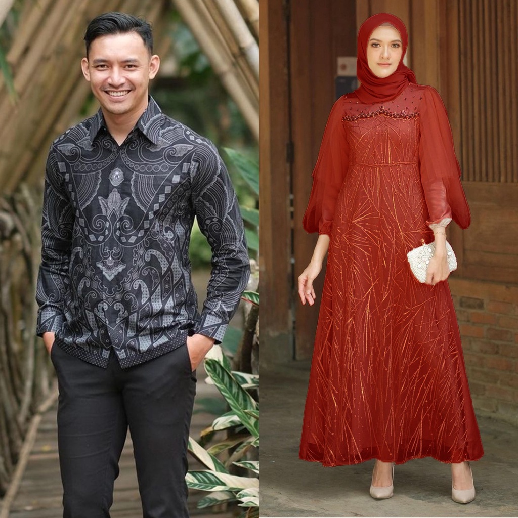 PRODUK TERBARU SARIMBIT BATIK COUPLE GAMIS RADIKA - BAJU COUPLE KONDANGAN KEKINIAN - DRESS PESTA KONDANGAN TUNANGAN WISUDA - COUPLE GAMIS REMAJA