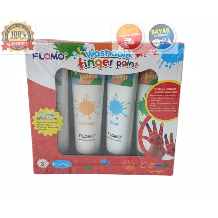 

COD Flomo Finger Paint Set Regular Colors Washable & Non Toxic KADO TERKINI