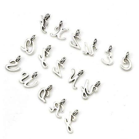 Tibetan Silver 26 Letter Charms - Charm Motif 26 Huruf (52pcs)