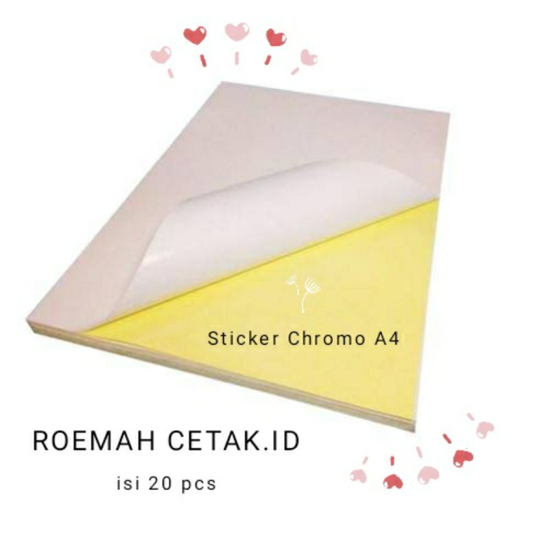 

kertas sticker chromo isi 20 lembar ukuran a4 ready stock
