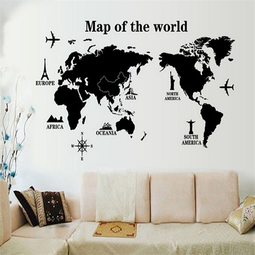 PROMO Sticker Wallpaper Dinding World Map Living Room Decoration - Sticker Wallpaper Dinding Work Hard Living Room Decoration - Sticker Wallpaper Dinding Love Dog