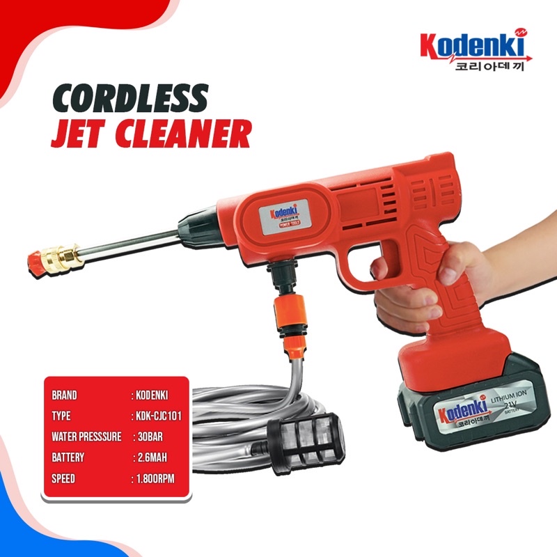 Jet Cleaner Cordless Kodenki Mesin Steam Cuci Mobil Motor AC Baterai Batre Portable