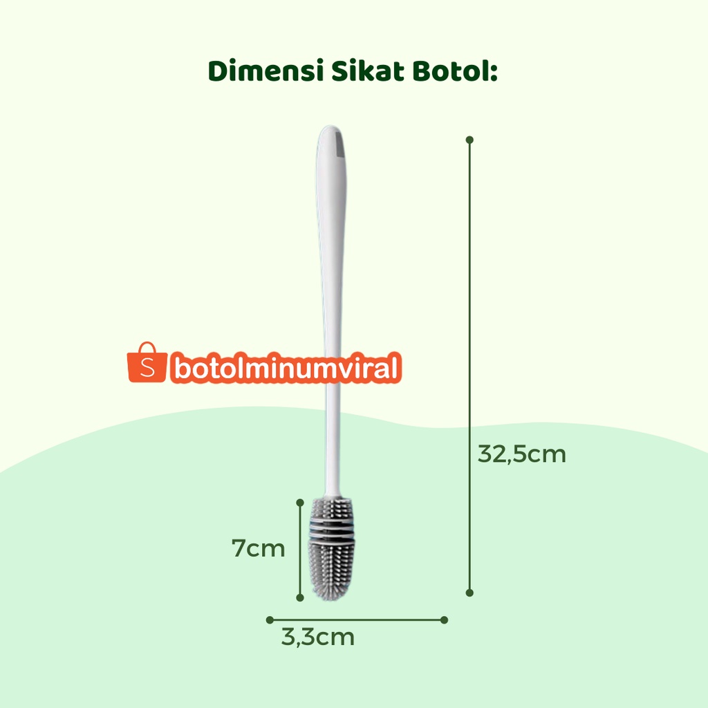 Sikat Cuci Pembersih Botol Minum Susu Silikon Gagang Panjang Lembut Kuat Tahan Lama Lentur Sikat Cuci Botol