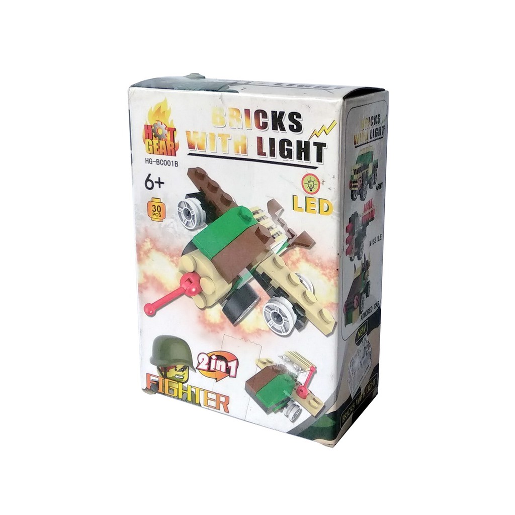 Hotgear Army Vehicle Bricks with Light Mainan Building Blocks