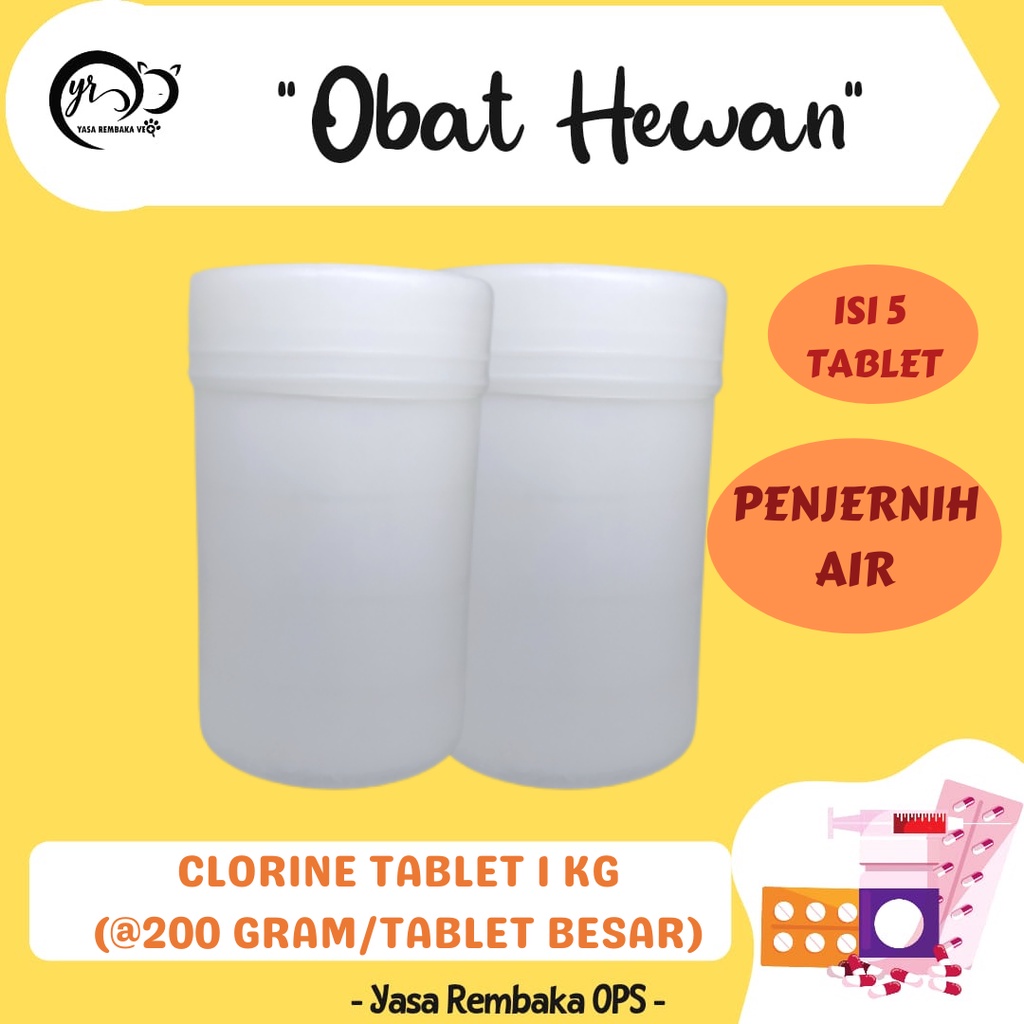 CHLORINE TCCA TABLET 90% (5Tablet) 1kg- Kaporit chlorine