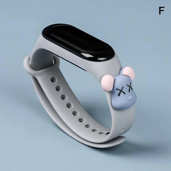 Jam Tangan Elektronik Tahan Air IP67 Motif Kartun Anak Laki-laki Perempuan LED Minimalis Gelang-Grey Bear
