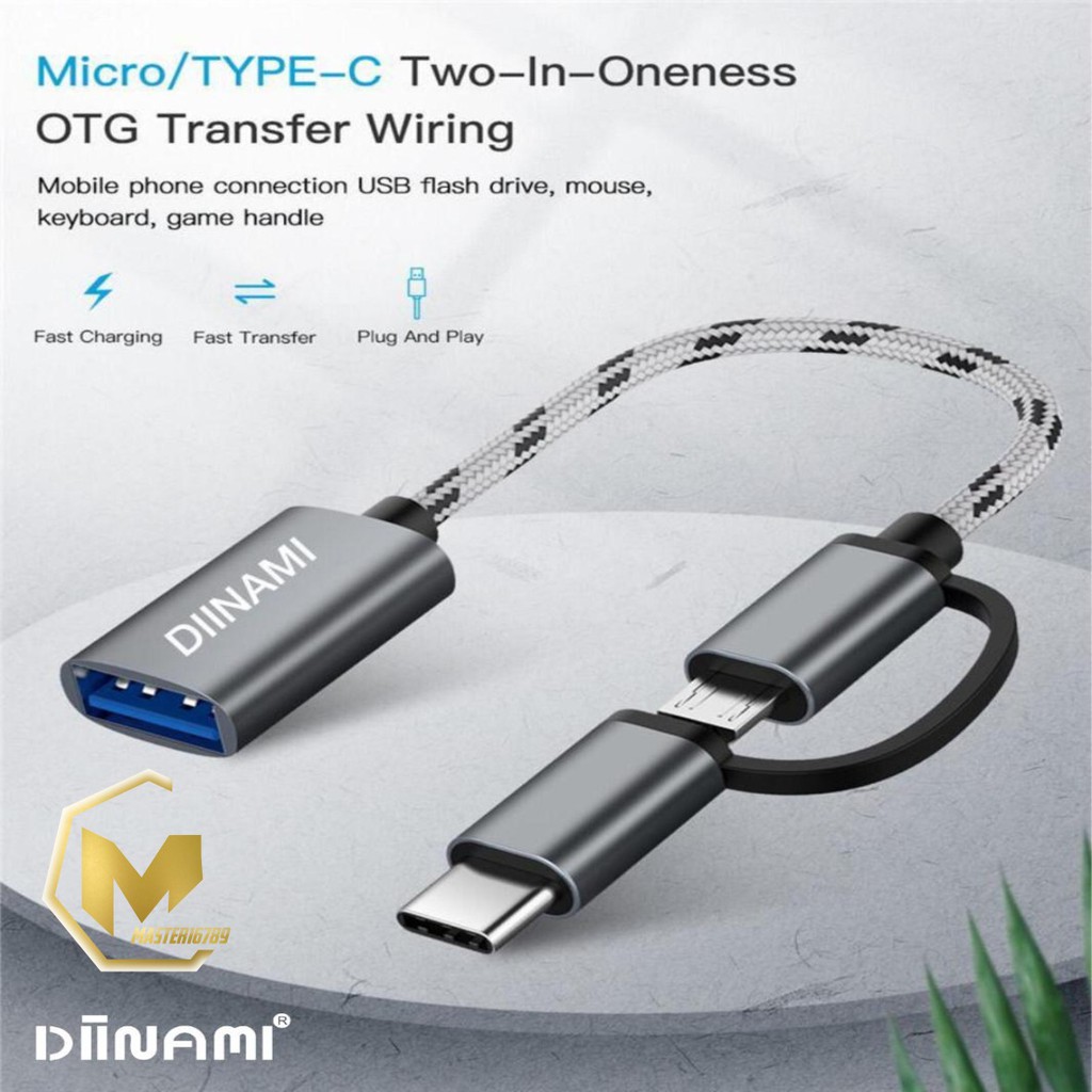 BM073 Kabel cable usb otg diinami 2in1 Micro dan tipe c usb 3.0 MA158