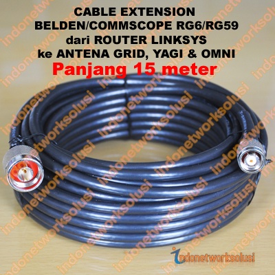 LINKSYS ROUTER EXTENSION CABLE BELDEN/COMMSCOPE untuk ANTENA GRID YAGI OMNI (15m)