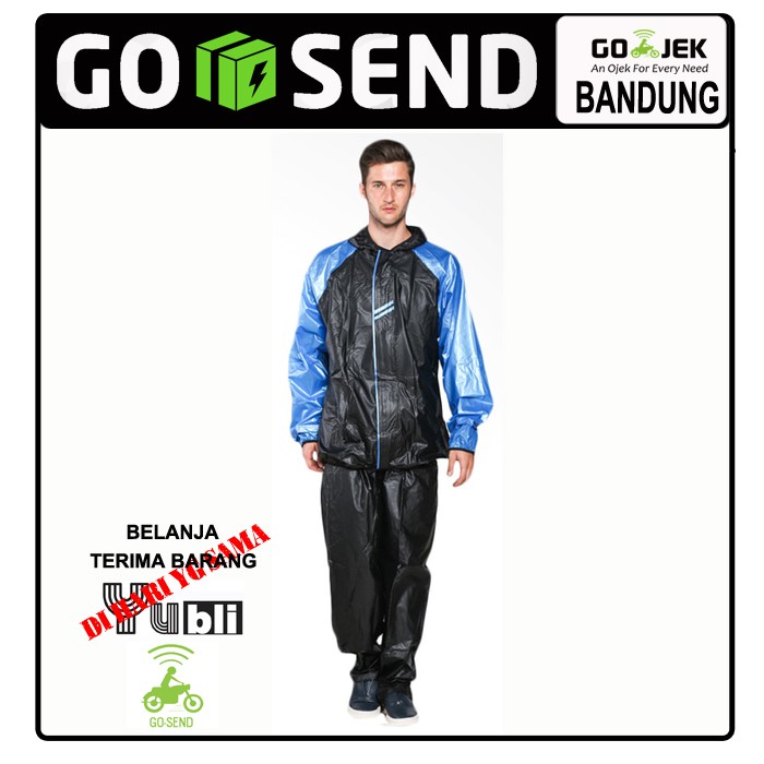 Jas Hujan Mezzo Hitam Biru - Mezzo Raincoat