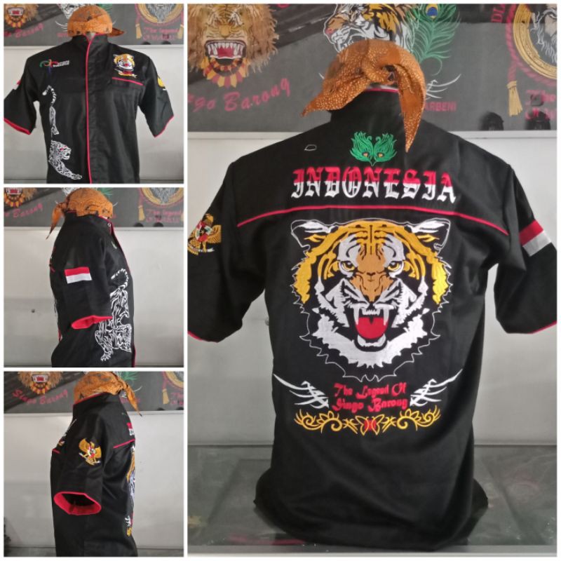 baju singo barong baru / hem bordir macan singa(bisa bayar di tempat)