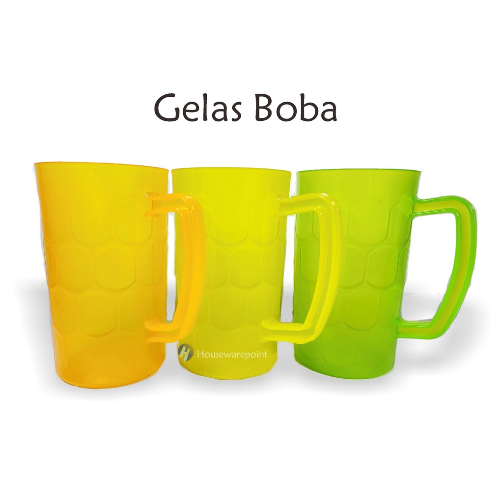 3 pcs gelas gagang / gelas es plastik / gelas bir plastik / gelas besar plastik (GELAS BOBA)