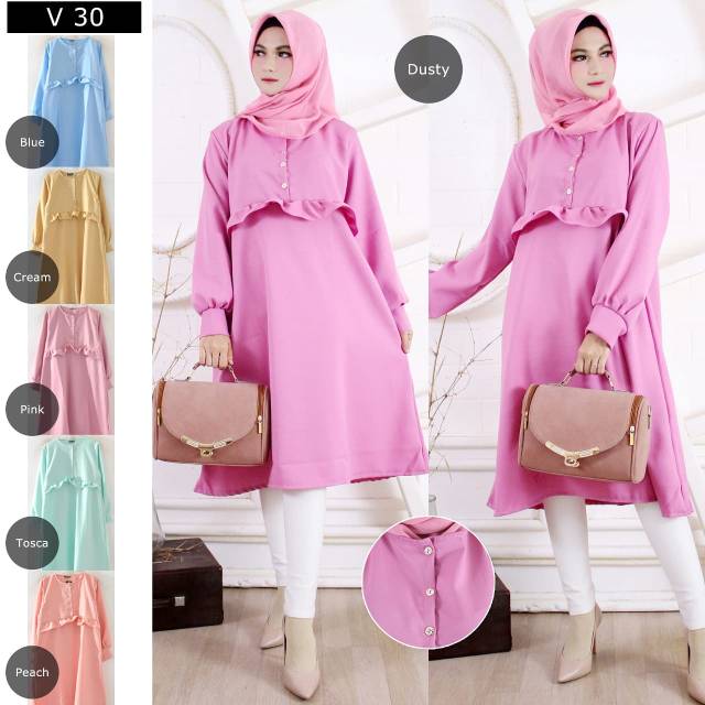Tunik Polos Kancing Depan Busui friendly
