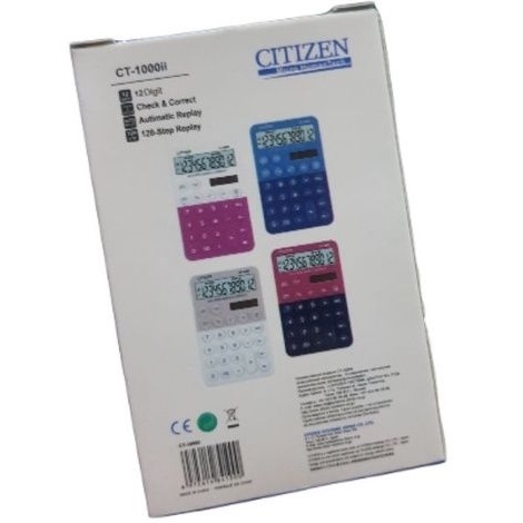 Kakulator CITIZEN CT-1000ii 2 warna kecil saku 12 digit check and correct automatic replay