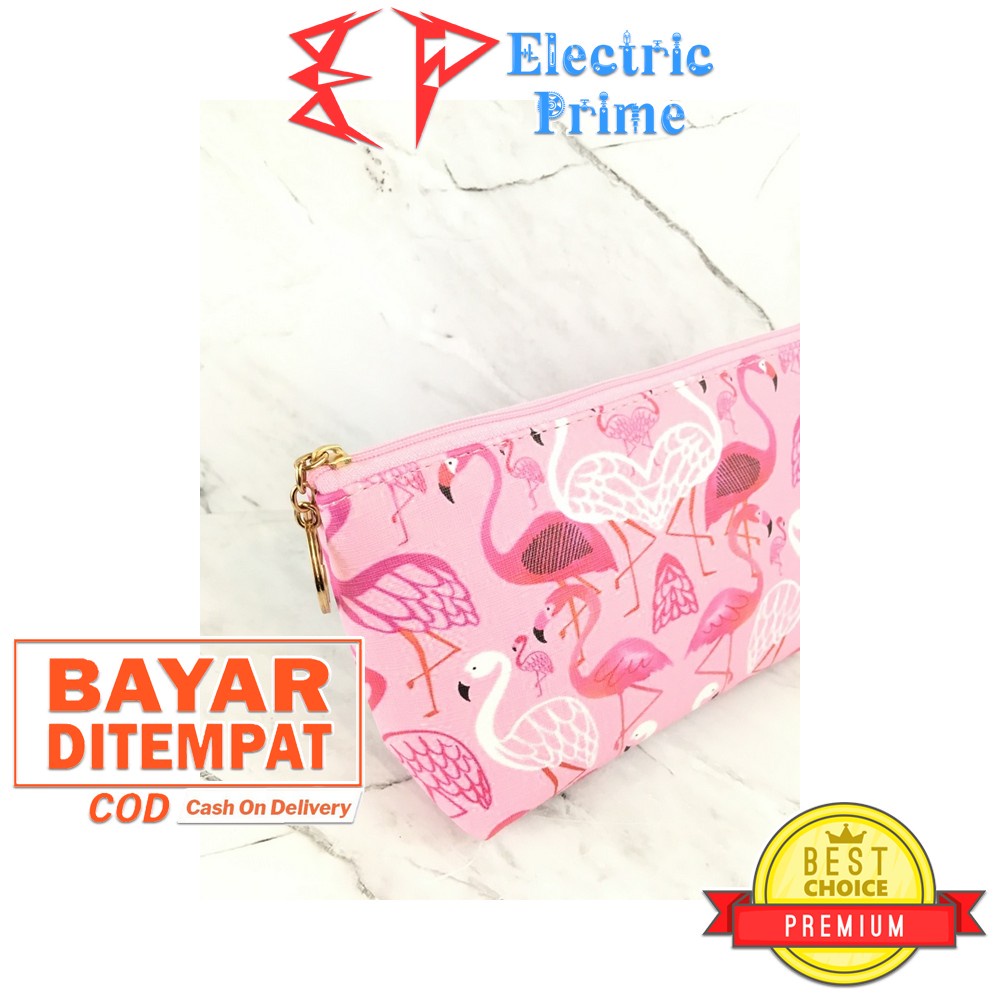 Pouch Serbaguna Motif Flamingo Tas Make Up Mini Unik Tahan Air 0001