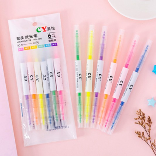 Set Stabilo Warna DOUBLE SIDE Isi 6 in 1 / Set Highlighter Warna Isi 6in1 / Stabillo Warna-Warni Set