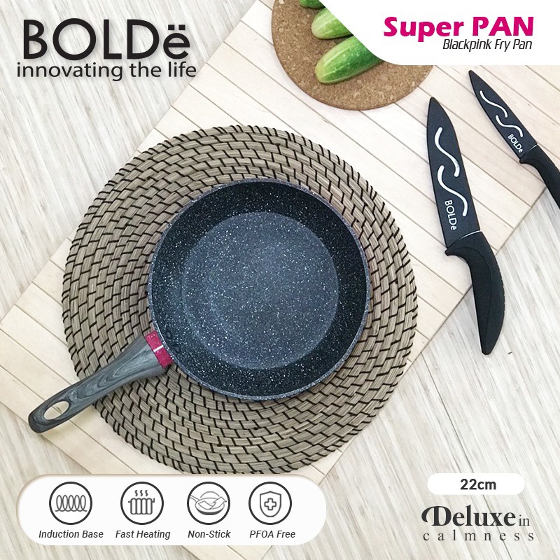 Bolde Granite Blackpink Beige Frypan 22 cm | Fry Pan Anti Lengket Penggorengan 22cm Granit