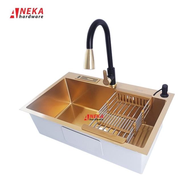 +%+%+%] BAK CUCI PIRING EMAS KITCHEN SINK GOLD ISAN 7545 FULL STAINLESS SUS304