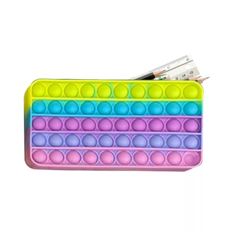 HOKKITERUS21⭐⭐⭐⭐⭐ Ready KOTAK PENSIL POP IT 2IN1 Big Pop It Pencil Case Bag Pops Fidget Toys Push Bubble Pen Holder Silicone Sensory Game P005