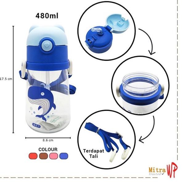 Dijamin Miring harga - Botol tempat minum anak + sedotan + tali anak bayi balita paud TK SD olahraga