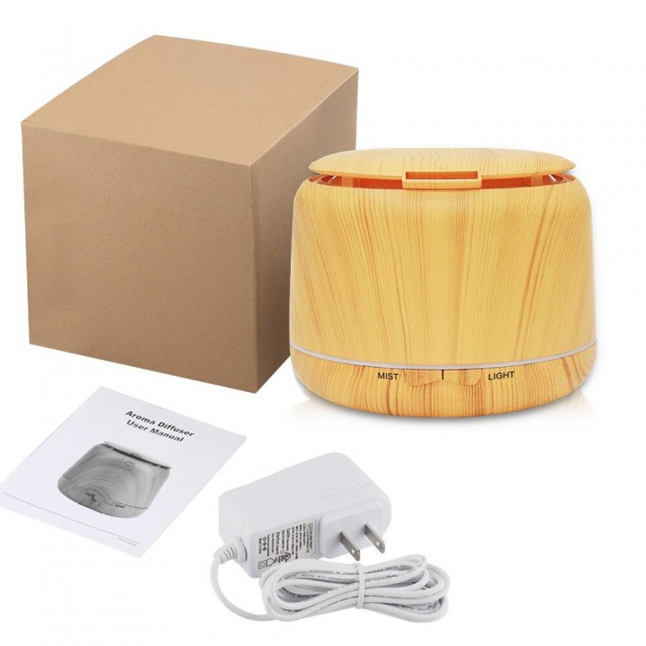 H23 Wooden Humidifier Aroma Diffuser 7 Color LED Light 300ml Brown