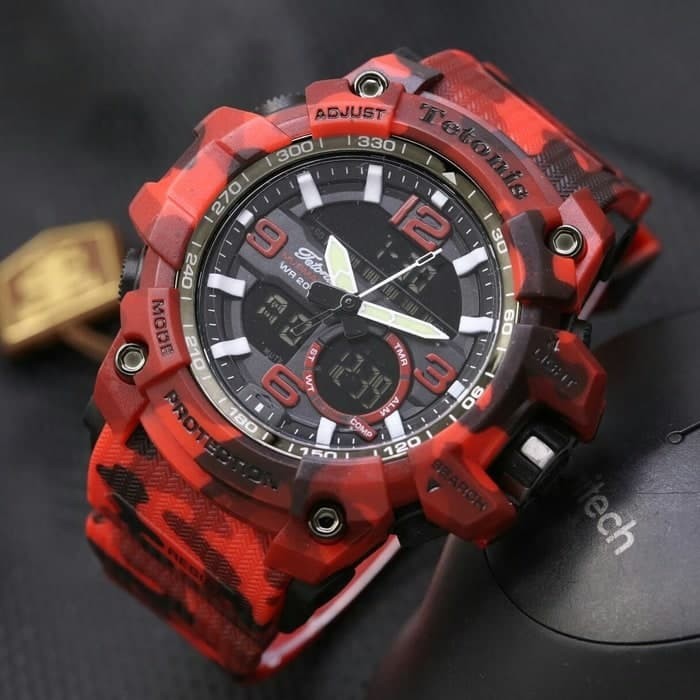 Jam Tangan Pria Tetonis Original 31005LS Tali Rubber Double Time