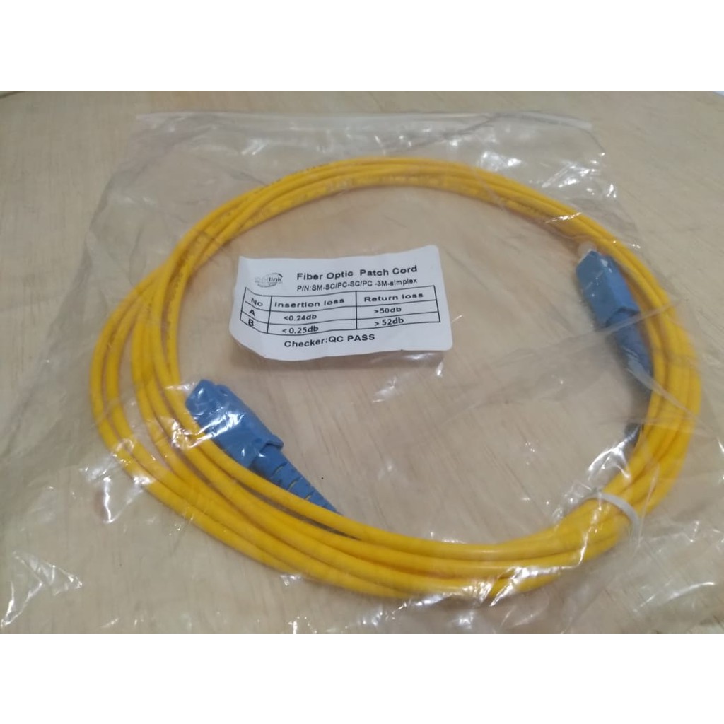 Patchord / Patchcord SC-SC UPC 3 Meter 3mm Simplex Pabrikan Panjang 3 Meter