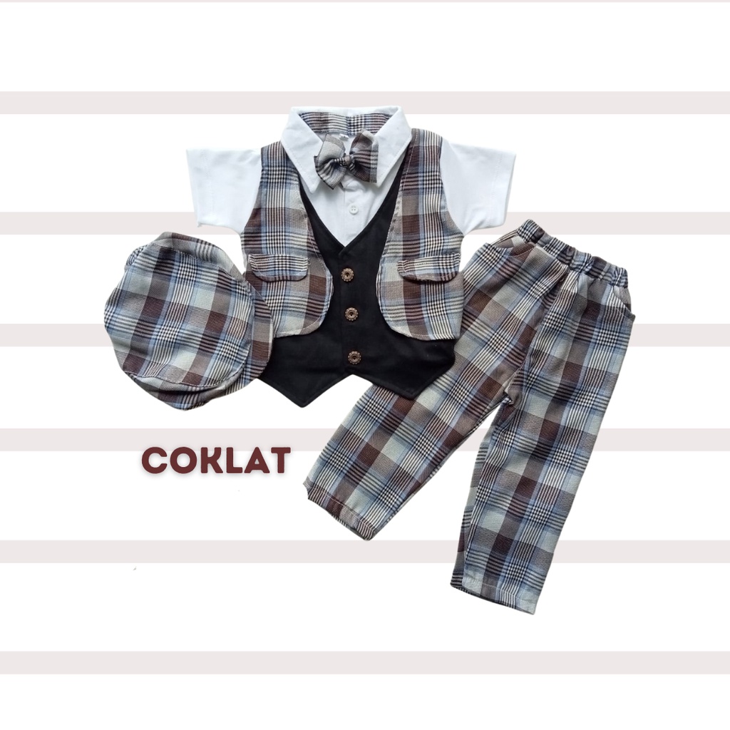 setelan jas anak laki laki baju kondangan anak cowok baby tuxedo anak 1 2 3 tahun setelan vest dasi balita DANIEL TUXEDO CELANA PANJANG