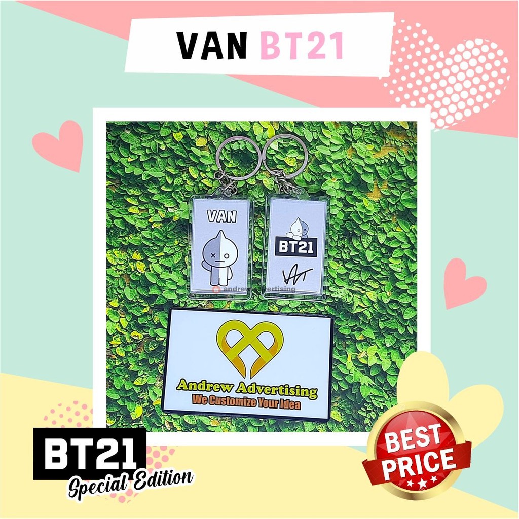 Gantungan Kunci Akrilik Kotak BT21 / Merchandise BTS