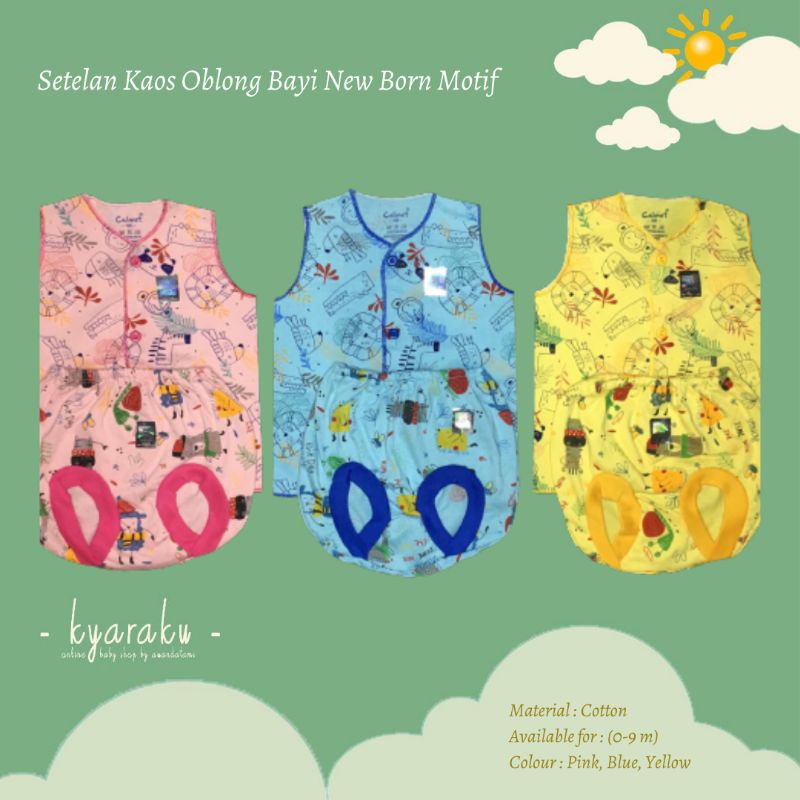 Setelan Baju Bayi Oblong Motif (new born)