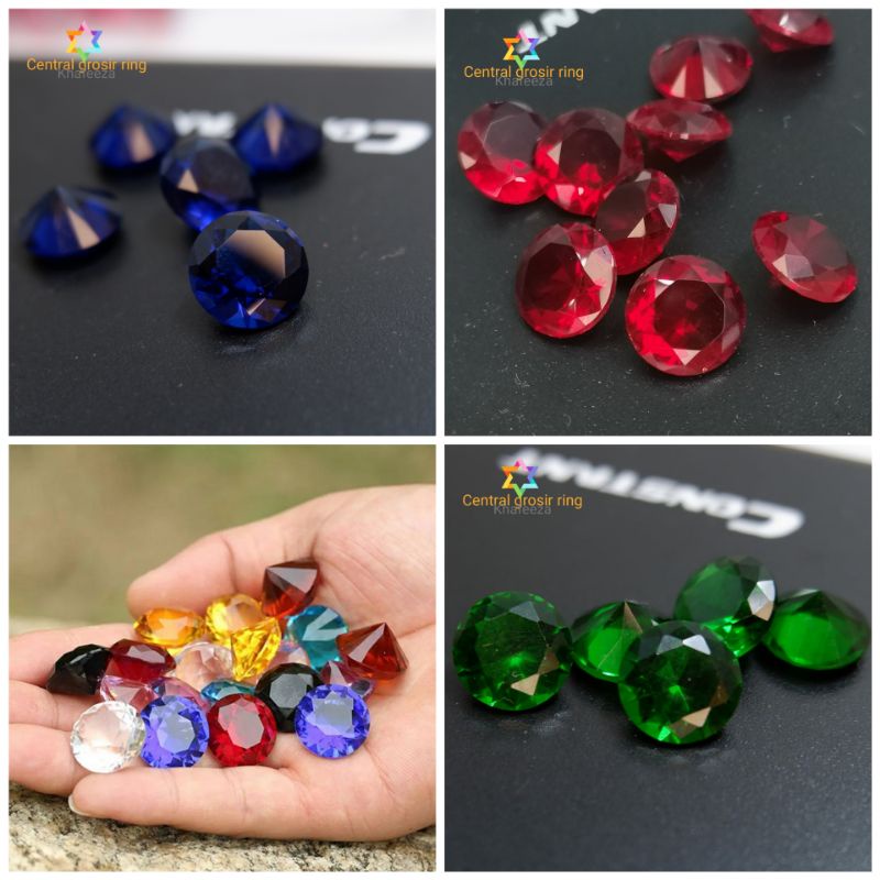 3 Pcs 8 / 10 MM Permata Diamond Kristal Glass Bulat Warna warni Perbutir