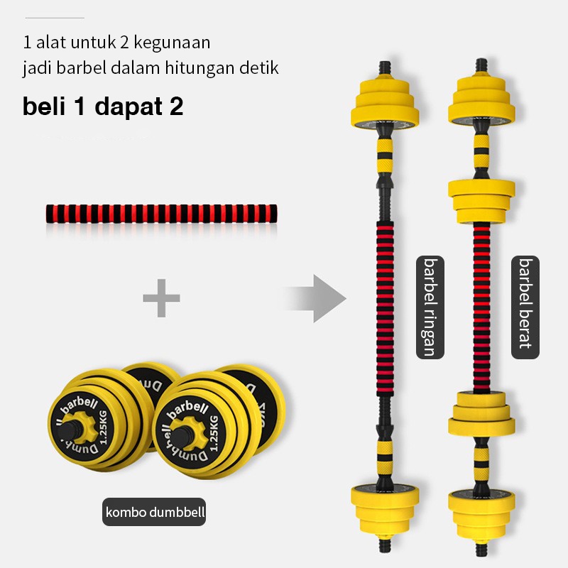 20kg barbel set Max angkat beban fitness/Dumbell Barbel Set Tiang Angkat Beban Besi Rubber /Alat Olahraga Fitness Dumbell KARET