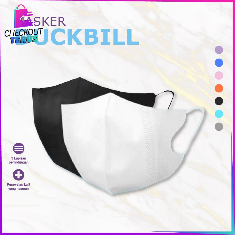 CT C278 Masker Dewasa Isi 10Pcs Masker Duckbil Masker Tali Duck Bill Garis Dewasa Protective Mask Masker Kesehatan