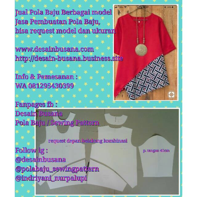 POLA PRODUKSI BLUS 015 [ Pola Baju Sewing Pattern ]