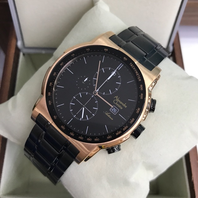 Jam Tangan Pria/Cowok Alexandre Christie AC 6470 Black Rosegold.Original Garansi Resmi 1 Tahun