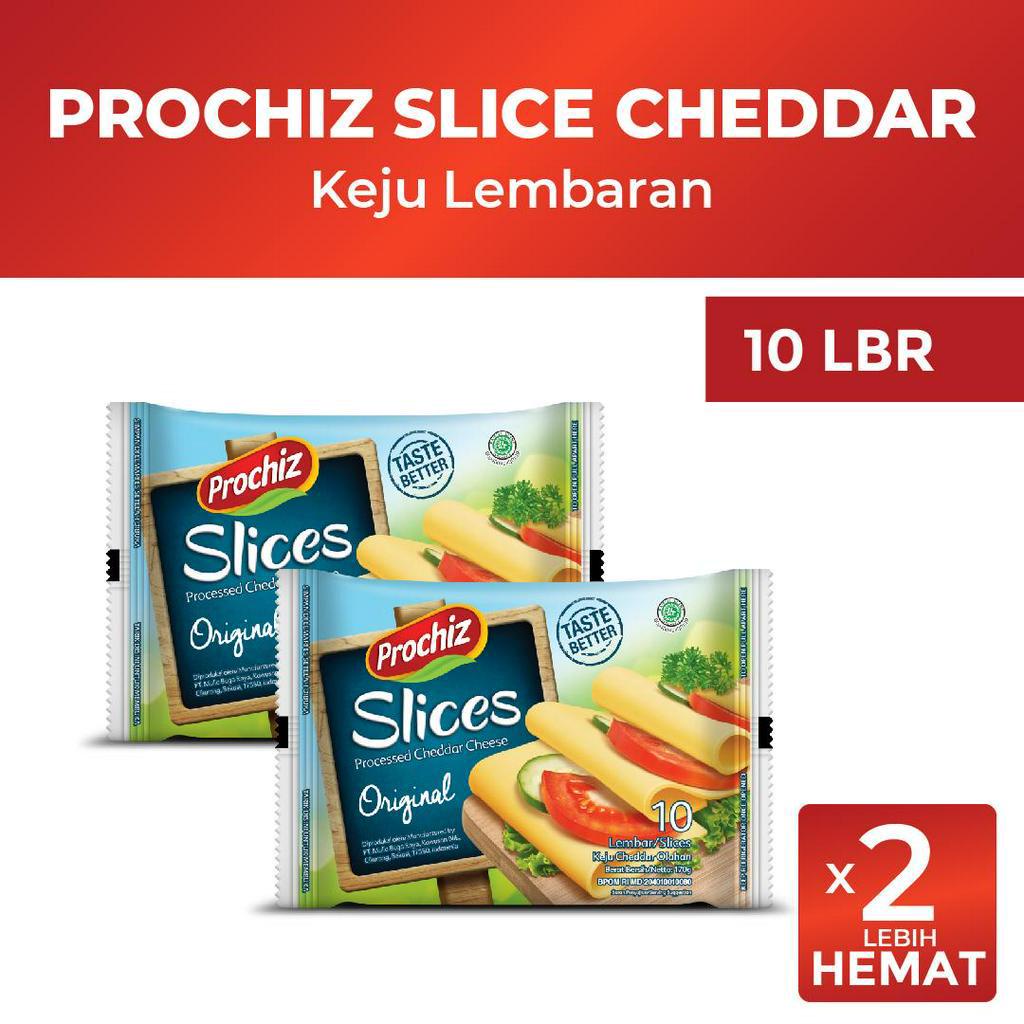 

Keju PROCHIZ Slice Cheddar 10's x 2 Promo Snack
