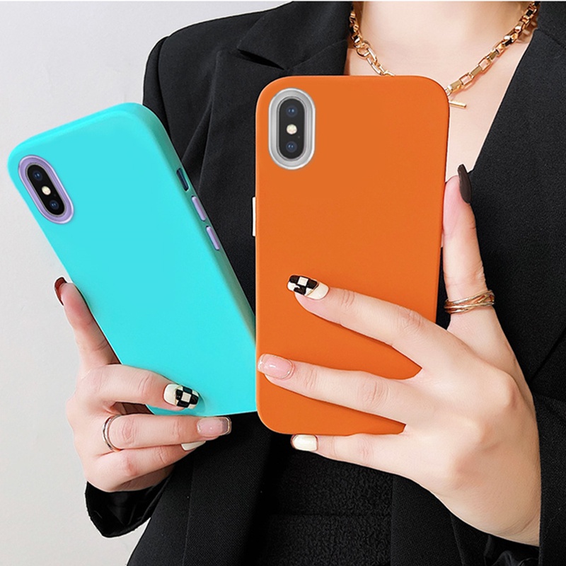 3 in 1 Case HP Tebal Warna Permen Untuk iPhone X XS max 7 Plus 8 Plus 6 7 8 11 Pro max