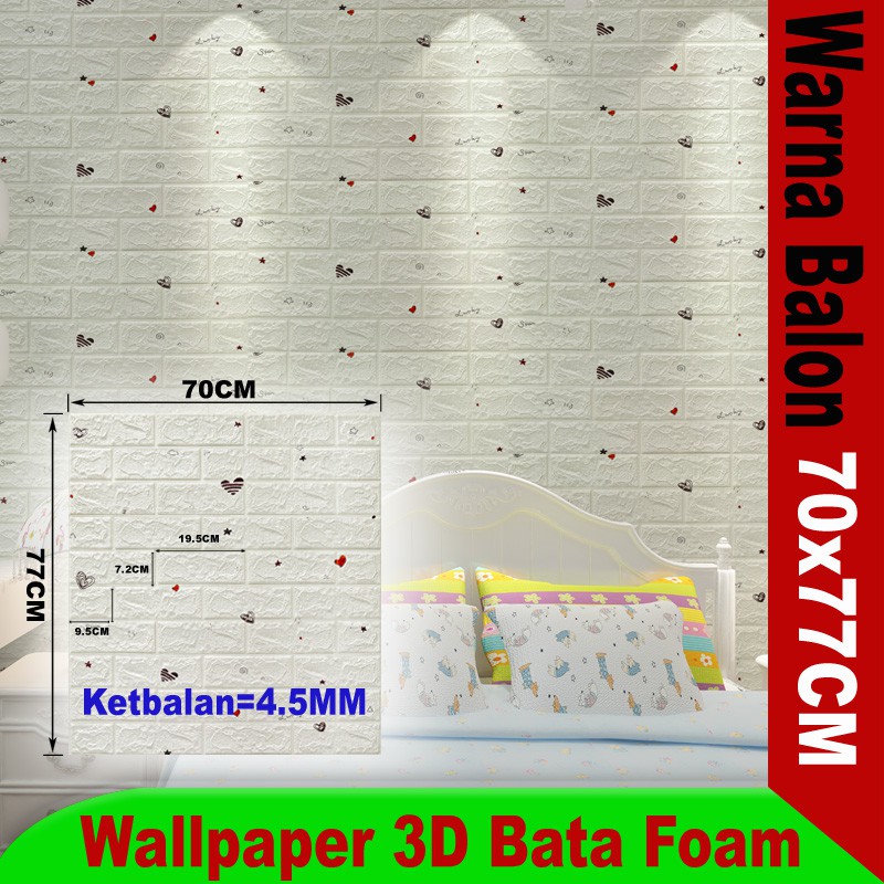 (Aimilo)  Wallpaper Dinding 3D Foam Motif Batu Bata Dekorasi Dinding Kamar Murah Ukuran 70 x 77 CM-8